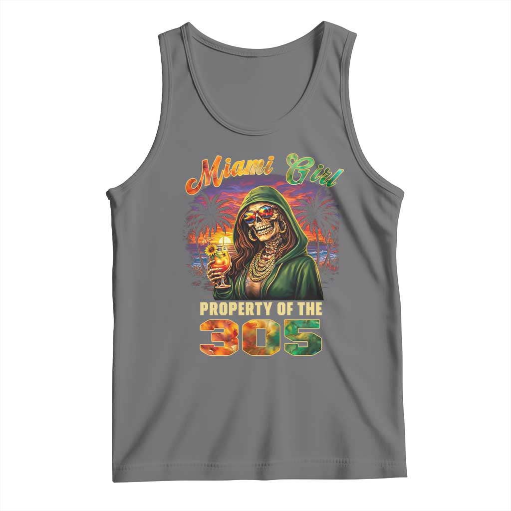 Miami Girl Skeleton Property of the 305 Tank Top Tropical City Florida Pride Street Style TS02 Black Heather Print Your Wear