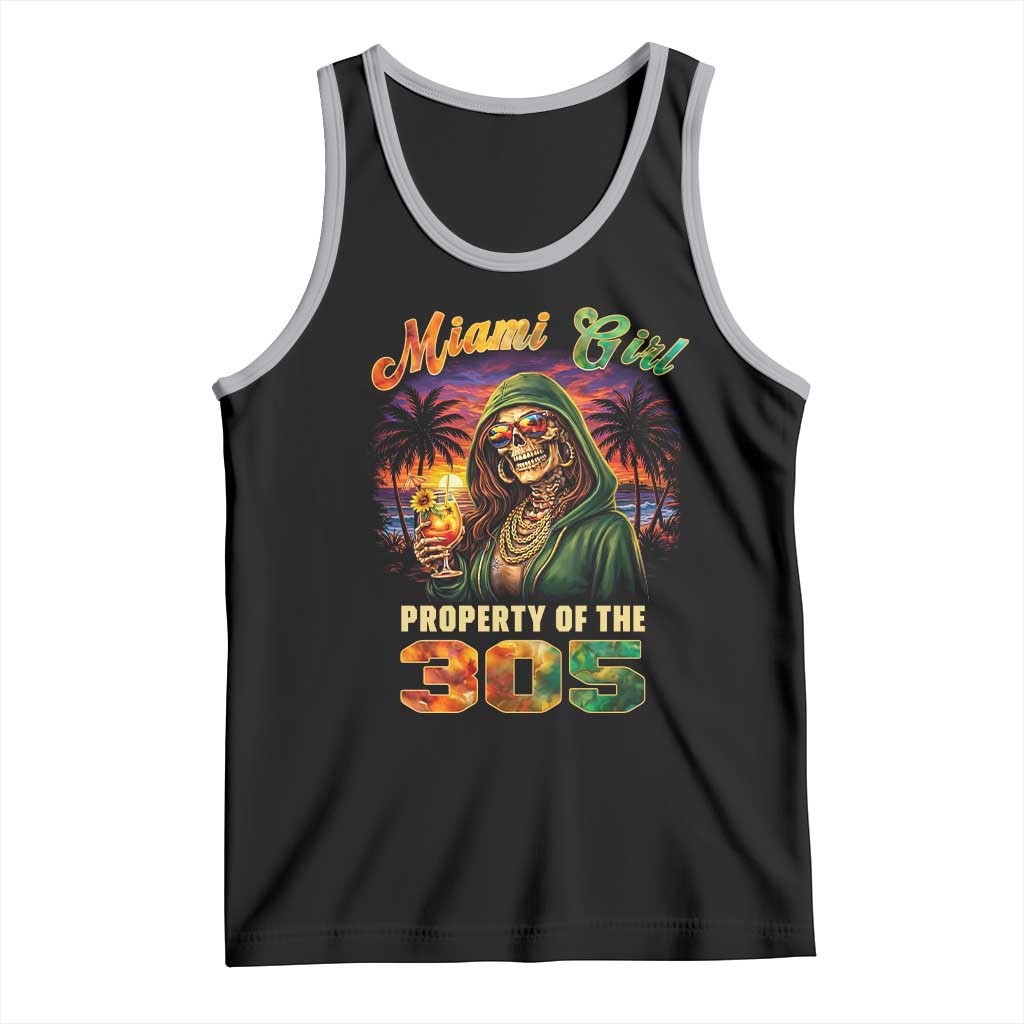 Miami Girl Skeleton Property of the 305 Tank Top Tropical City Florida Pride Street Style TS02 Black Athletic Heather Print Your Wear