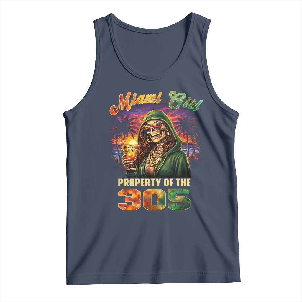 Miami Girl Skeleton Property of the 305 Tank Top Tropical City Florida Pride Street Style TS02 Navy Print Your Wear