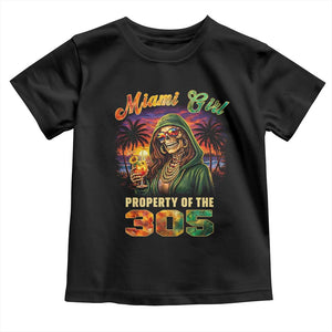 Miami Girl Skeleton Property of the 305 Toddler T Shirt Tropical City Florida Pride Street Style TS02 Black Print Your Wear