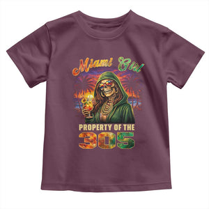 Miami Girl Skeleton Property of the 305 Toddler T Shirt Tropical City Florida Pride Street Style TS02 Maroon Print Your Wear