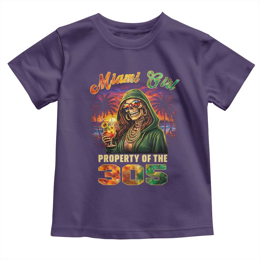 Miami Girl Skeleton Property of the 305 Toddler T Shirt Tropical City Florida Pride Street Style TS02 Purple Print Your Wear