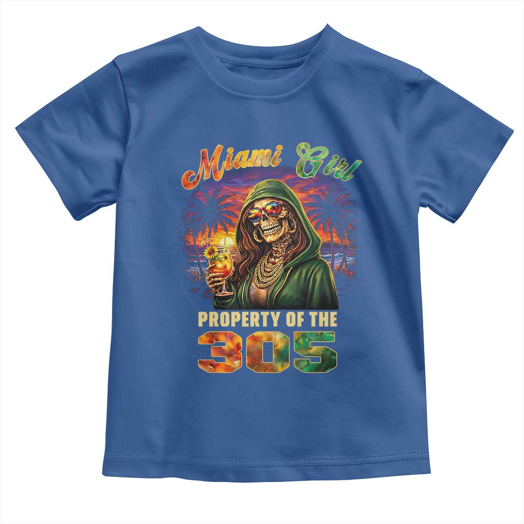 Miami Girl Skeleton Property of the 305 Toddler T Shirt Tropical City Florida Pride Street Style TS02 Royal Blue Print Your Wear