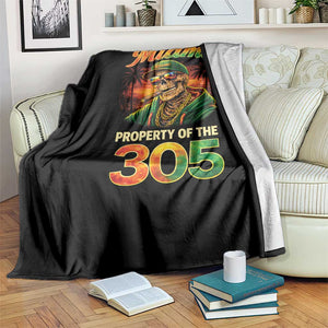 Miami Property of the 305 Skeleton Graphic Throw Blanket Street King with Sunset Florida Swag TS02 Print Your Wear
