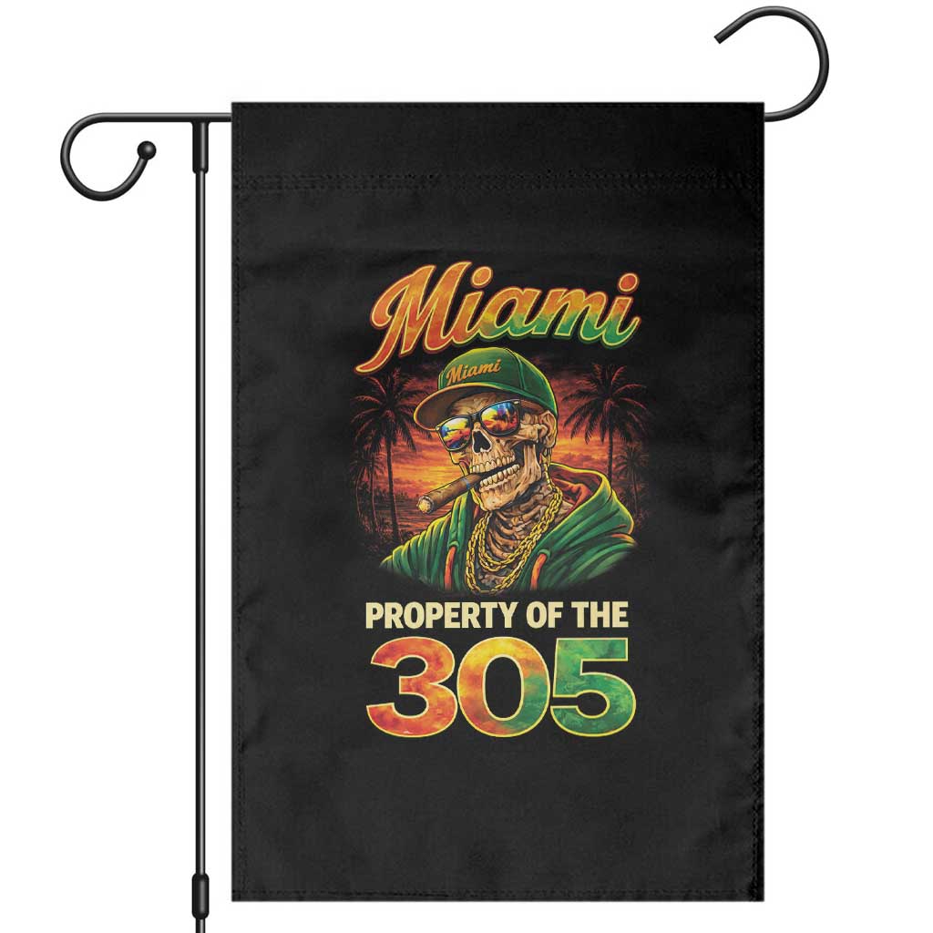 Miami Property of the 305 Skeleton Graphic Garden Flag Street King with Sunset Florida Swag TS02 Black Print Your Wear