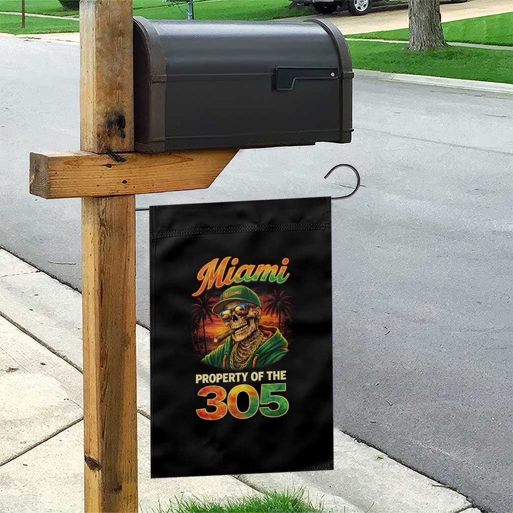 Miami Property of the 305 Skeleton Graphic Garden Flag Street King with Sunset Florida Swag TS02 Print Your Wear