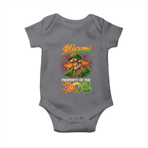 Miami Property of the 305 Skeleton Graphic Baby Onesie Street King with Sunset Florida Swag TS02 Charcoal Print Your Wear