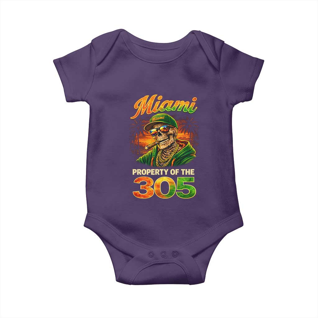 Miami Property of the 305 Skeleton Graphic Baby Onesie Street King with Sunset Florida Swag TS02 Purple Print Your Wear