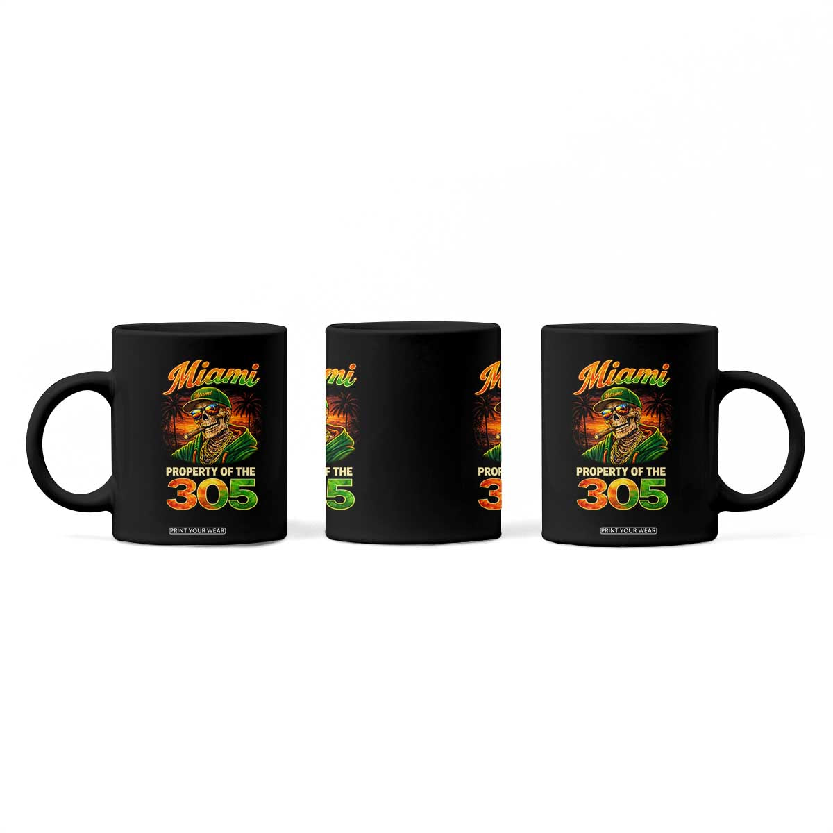 Miami Property of the 305 Skeleton Graphic Coffee Mug Street King with Sunset Florida Swag TS02 Print Your Wear