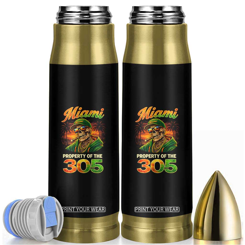 Miami Property of the 305 Skeleton Graphic Bullet Tumbler Street King with Sunset Florida Swag TS02 Black Print Your Wear