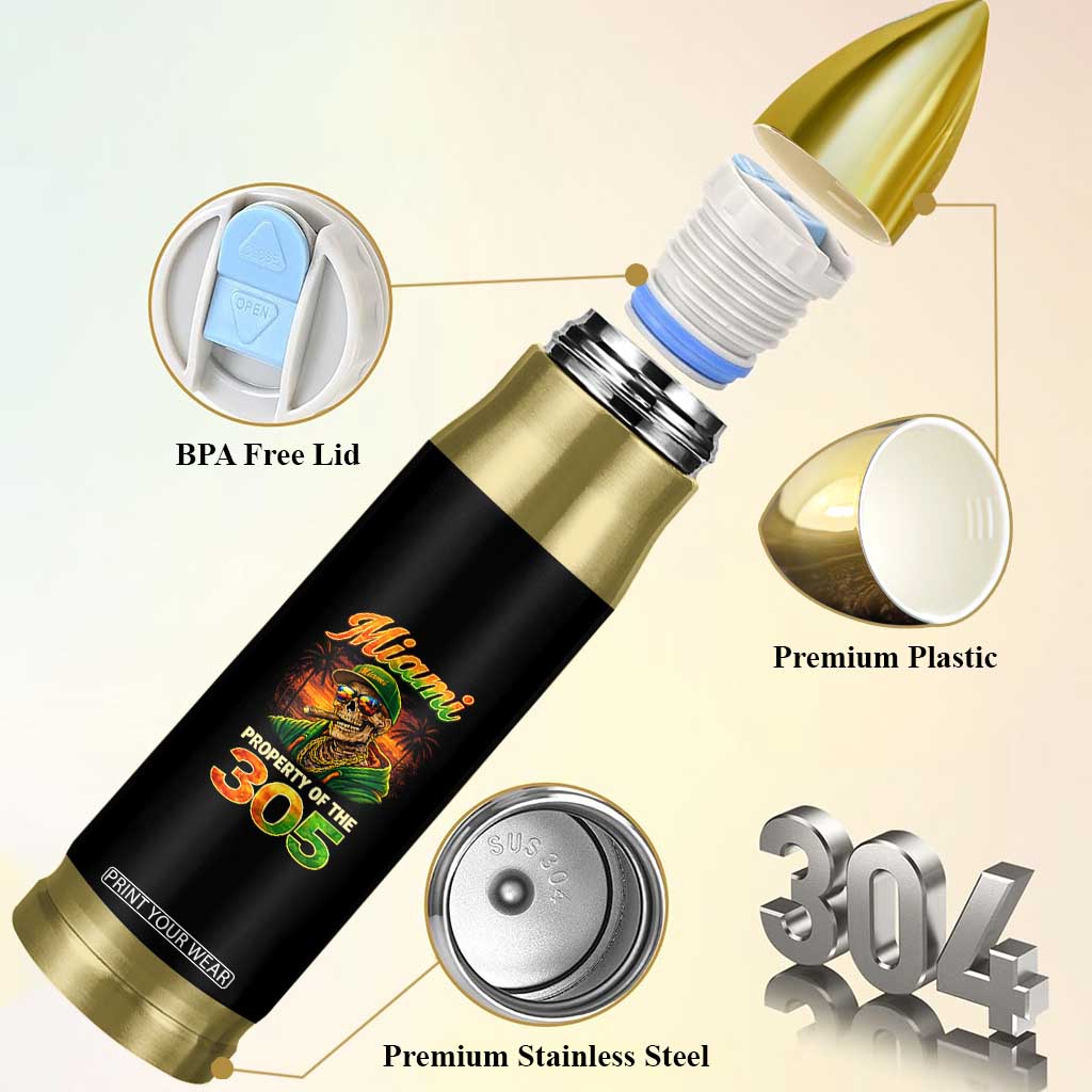 Miami Property of the 305 Skeleton Graphic Bullet Tumbler Street King with Sunset Florida Swag TS02 Print Your Wear