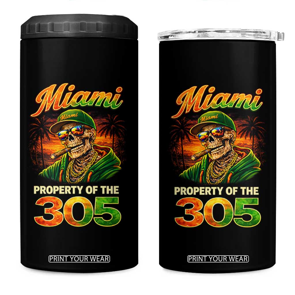 Miami Property of the 305 Skeleton Graphic 4 in 1 Can Cooler Tumbler Street King with Sunset Florida Swag TS02 One Size: 16 oz Black Print Your Wear
