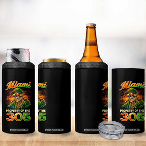Miami Property of the 305 Skeleton Graphic 4 in 1 Can Cooler Tumbler Street King with Sunset Florida Swag TS02 Print Your Wear