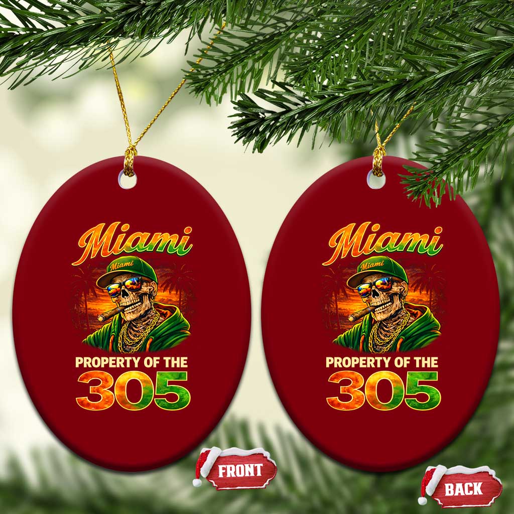 Miami Property of the 305 Skeleton Graphic Ceramic Ornament Street King with Sunset Florida Swag TS02 Print Your Wear