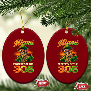 Miami Property of the 305 Skeleton Graphic Ceramic Ornament Street King with Sunset Florida Swag TS02 Print Your Wear