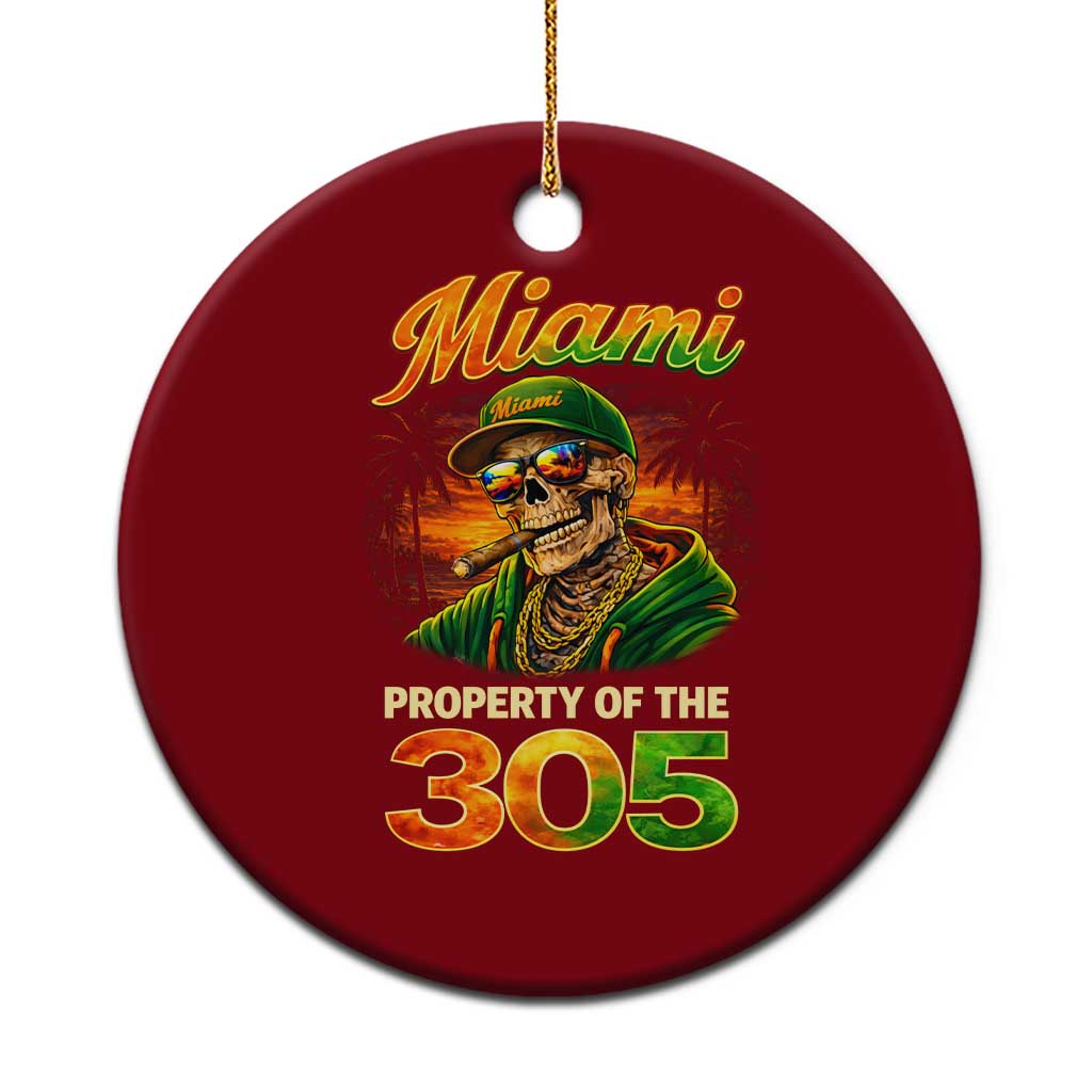 Miami Property of the 305 Skeleton Graphic Ceramic Ornament Street King with Sunset Florida Swag TS02 1pc Red Print Your Wear