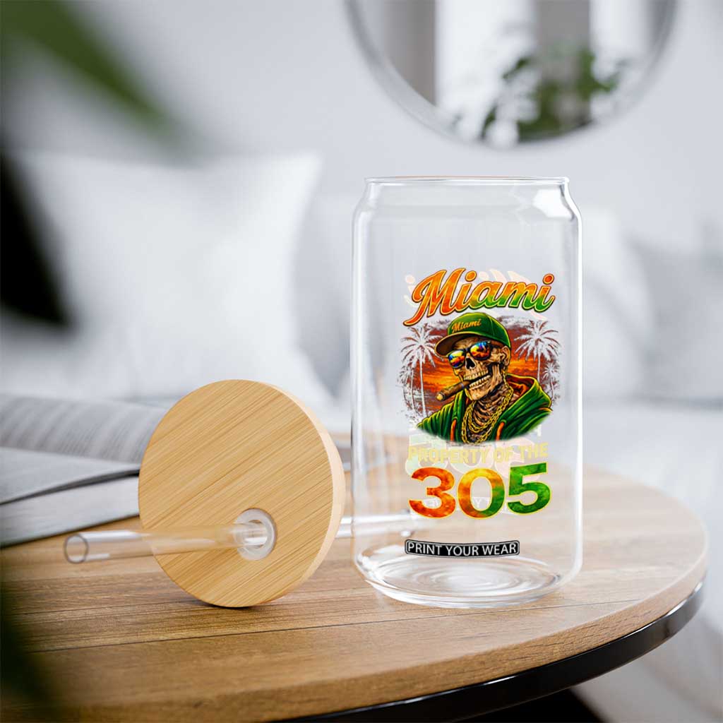 Miami Property of the 305 Skeleton Graphic Glass Can Street King with Sunset Florida Swag TS02 Print Your Wear