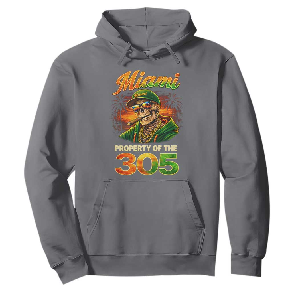 Miami Property of the 305 Skeleton Graphic Hoodie Street King with Sunset Florida Swag TS02 Charcoal Print Your Wear