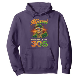 Miami Property of the 305 Skeleton Graphic Hoodie Street King with Sunset Florida Swag TS02 Purple Print Your Wear