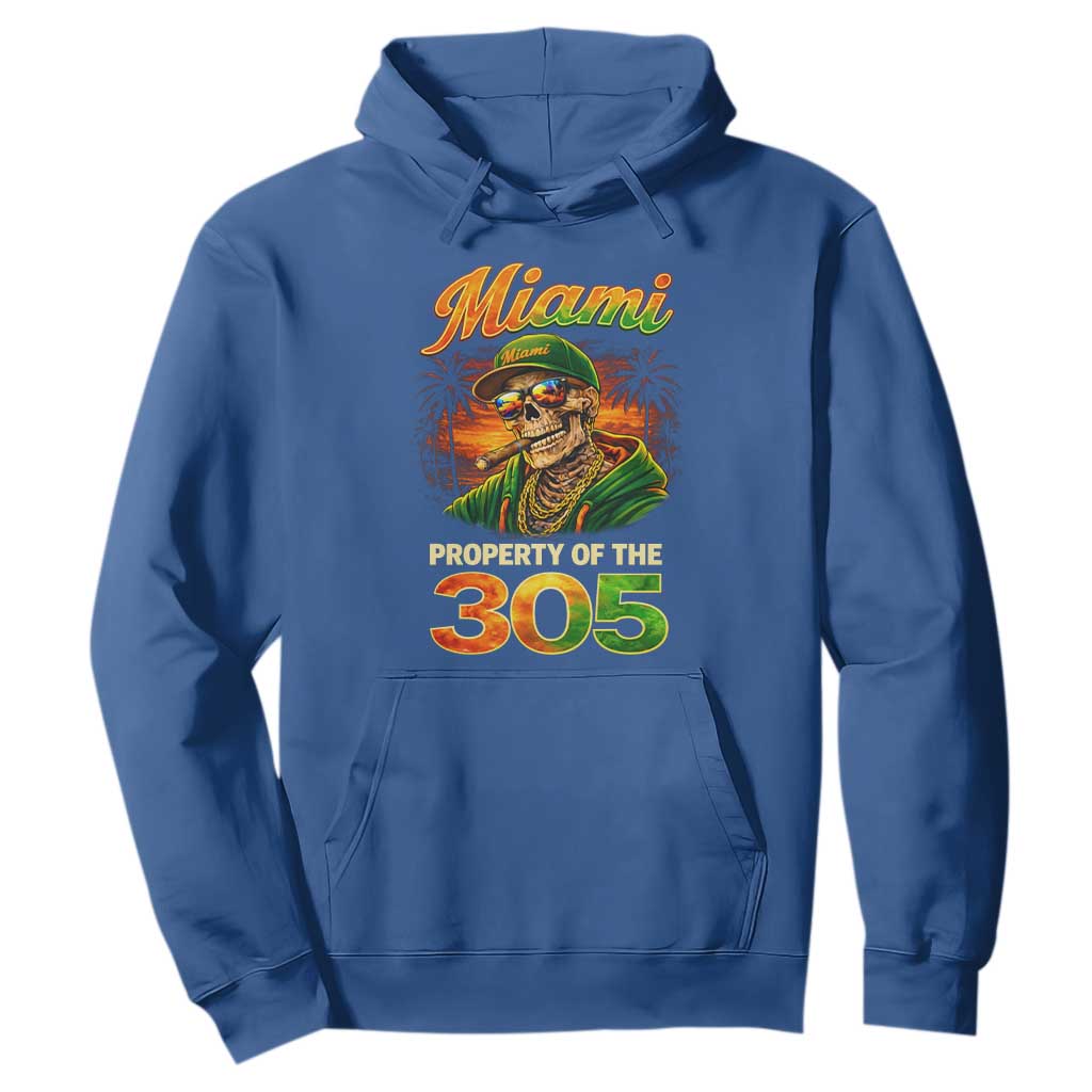 Miami Property of the 305 Skeleton Graphic Hoodie Street King with Sunset Florida Swag TS02 Royal Blue Print Your Wear