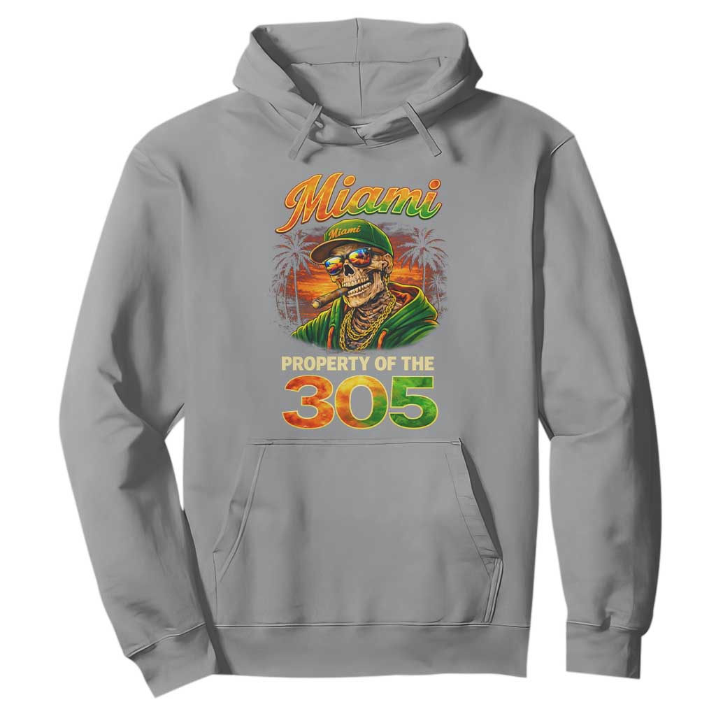 Miami Property of the 305 Skeleton Graphic Hoodie Street King with Sunset Florida Swag TS02 Sport Gray Print Your Wear