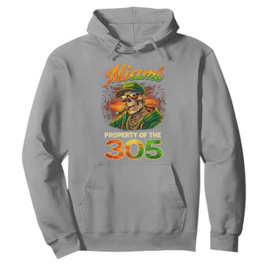 Miami Property of the 305 Skeleton Graphic Hoodie Street King with Sunset Florida Swag TS02 Sport Gray Print Your Wear