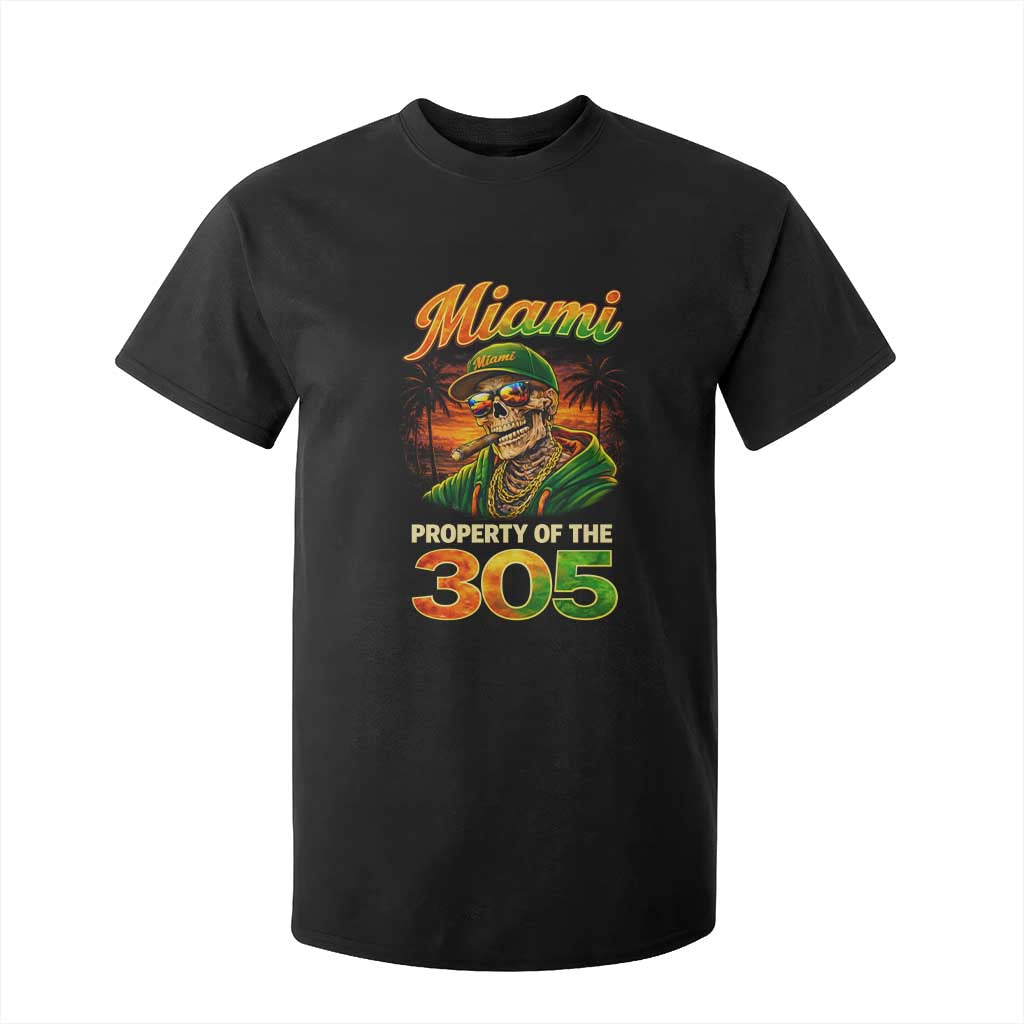 Miami Property of the 305 Skeleton Graphic T Shirt For Kid Street King with Sunset Florida Swag TS02 Black Print Your Wear