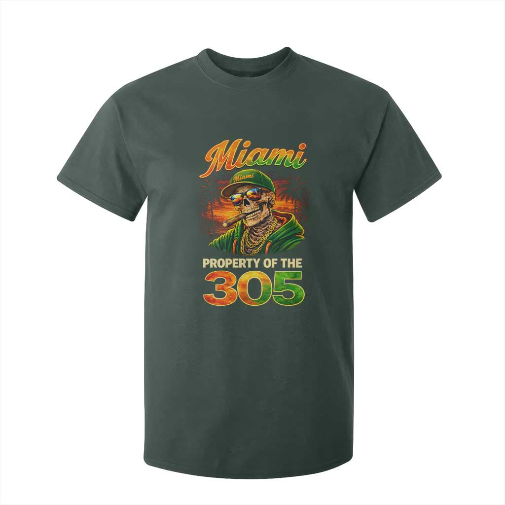 Miami Property of the 305 Skeleton Graphic T Shirt For Kid Street King with Sunset Florida Swag TS02 Dark Forest Green Print Your Wear
