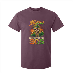 Miami Property of the 305 Skeleton Graphic T Shirt For Kid Street King with Sunset Florida Swag TS02 Maroon Print Your Wear