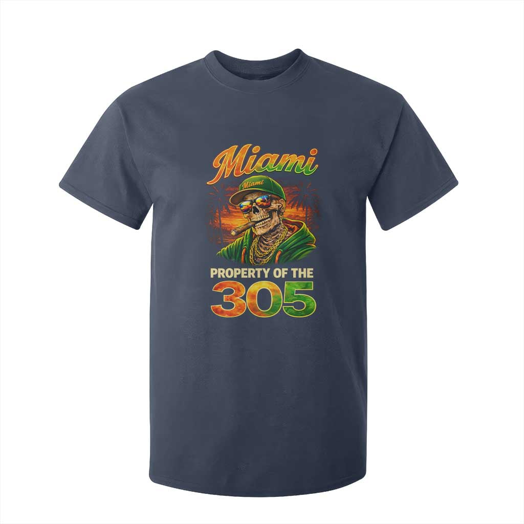 Miami Property of the 305 Skeleton Graphic T Shirt For Kid Street King with Sunset Florida Swag TS02 Navy Print Your Wear
