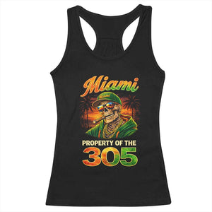 Miami Property of the 305 Skeleton Graphic Racerback Tank Top Street King with Sunset Florida Swag TS02 Black Print Your Wear