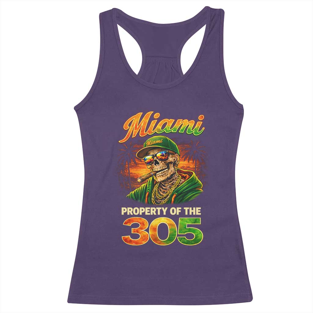 Miami Property of the 305 Skeleton Graphic Racerback Tank Top Street King with Sunset Florida Swag TS02 Purple Print Your Wear