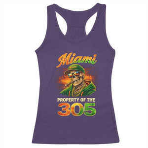 Miami Property of the 305 Skeleton Graphic Racerback Tank Top Street King with Sunset Florida Swag TS02 Purple Print Your Wear