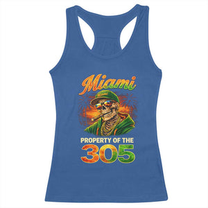 Miami Property of the 305 Skeleton Graphic Racerback Tank Top Street King with Sunset Florida Swag TS02 Royal Blue Print Your Wear