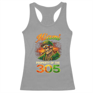 Miami Property of the 305 Skeleton Graphic Racerback Tank Top Street King with Sunset Florida Swag TS02 Sport Gray Print Your Wear