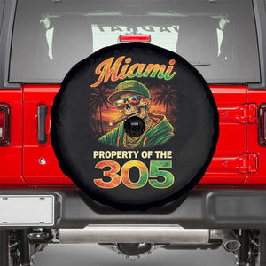 Miami Property of the 305 Skeleton Graphic Spare Tire Cover Street King with Sunset Florida Swag TS02 Black Print Your Wear