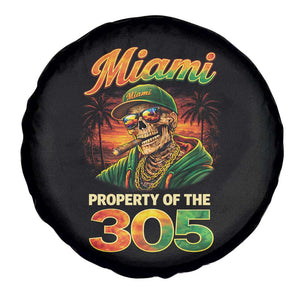 Miami Property of the 305 Skeleton Graphic Spare Tire Cover Street King with Sunset Florida Swag TS02 Print Your Wear