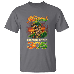 Miami Property of the 305 Skeleton Graphic T Shirt Street King with Sunset Florida Swag TS02 Charcoal Print Your Wear