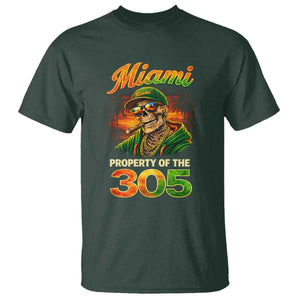 Miami Property of the 305 Skeleton Graphic T Shirt Street King with Sunset Florida Swag TS02 Dark Forest Green Print Your Wear