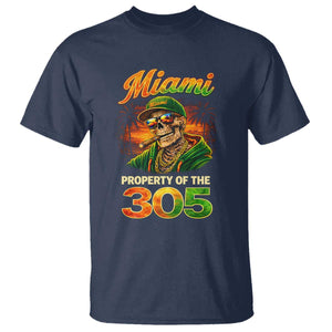 Miami Property of the 305 Skeleton Graphic T Shirt Street King with Sunset Florida Swag TS02 Navy Print Your Wear