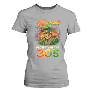 Miami Property of the 305 Skeleton Graphic T Shirt For Women Street King with Sunset Florida Swag TS02 Sport Gray Print Your Wear