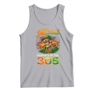 Miami Property of the 305 Skeleton Graphic Tank Top Street King with Sunset Florida Swag TS02 Athletic Heather Print Your Wear
