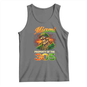 Miami Property of the 305 Skeleton Graphic Tank Top Street King with Sunset Florida Swag TS02 Black Heather Print Your Wear