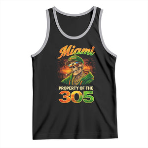 Miami Property of the 305 Skeleton Graphic Tank Top Street King with Sunset Florida Swag TS02 Black Athletic Heather Print Your Wear