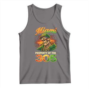 Miami Property of the 305 Skeleton Graphic Tank Top Street King with Sunset Florida Swag TS02 Deep Heather Print Your Wear