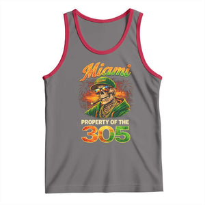 Miami Property of the 305 Skeleton Graphic Tank Top Street King with Sunset Florida Swag TS02 Deep Heather Red Print Your Wear