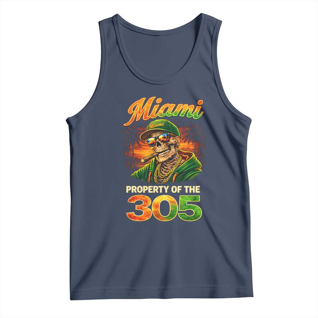 Miami Property of the 305 Skeleton Graphic Tank Top Street King with Sunset Florida Swag TS02 Navy Print Your Wear