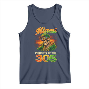 Miami Property of the 305 Skeleton Graphic Tank Top Street King with Sunset Florida Swag TS02 Navy Print Your Wear