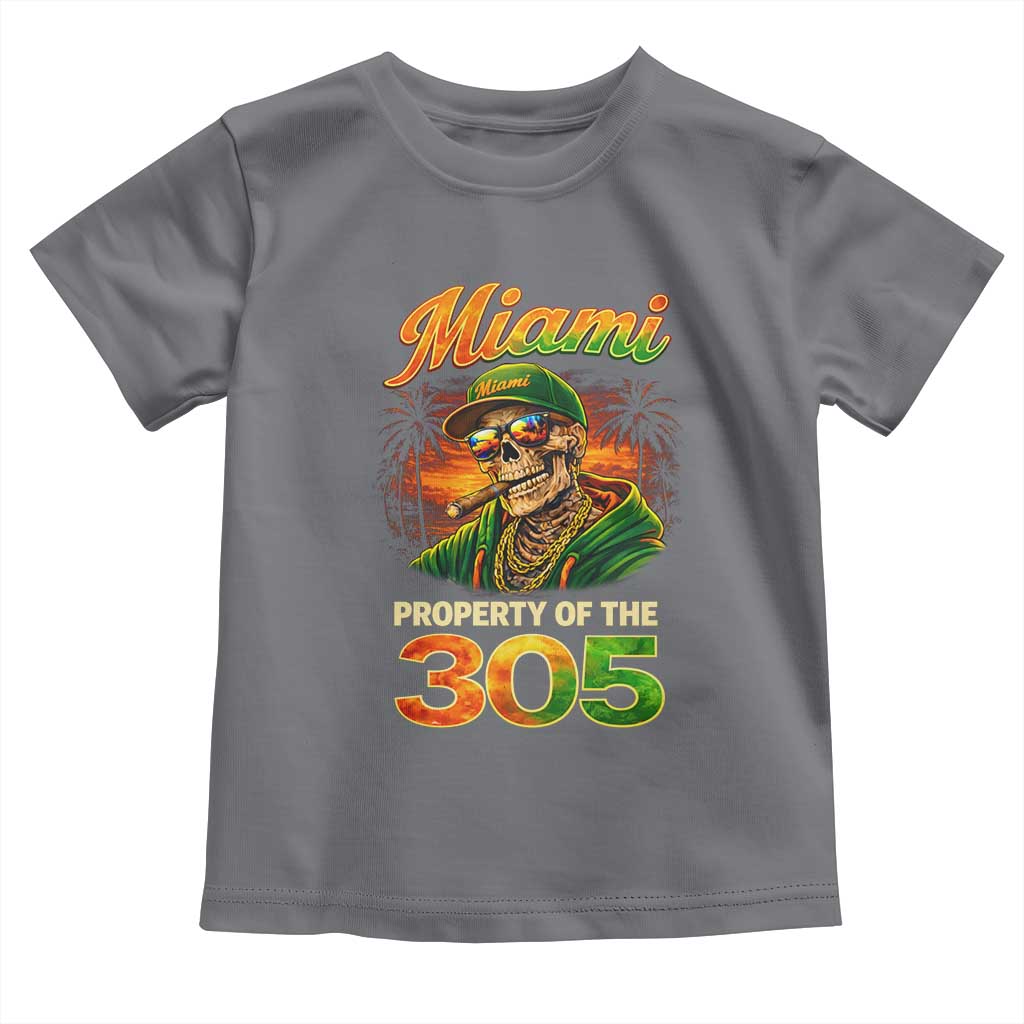 Miami Property of the 305 Skeleton Graphic Toddler T Shirt Street King with Sunset Florida Swag TS02 Charcoal Print Your Wear