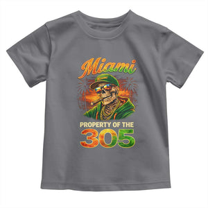 Miami Property of the 305 Skeleton Graphic Toddler T Shirt Street King with Sunset Florida Swag TS02 Charcoal Print Your Wear